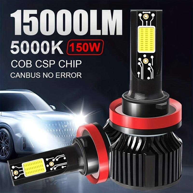 H1 LED Car Headlight Bulbs 15000LM 5000K 150W High Lumen 12V - Image 1