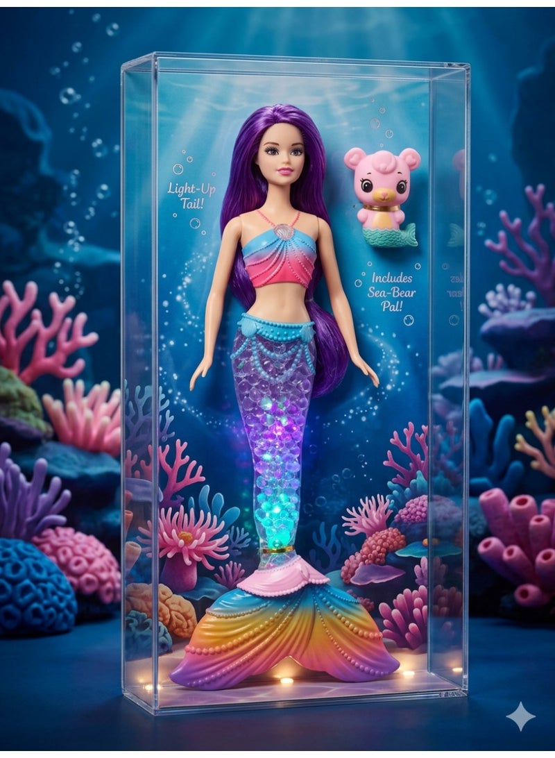 🧜‍♀️ Light-up and Singing Mermaid Doll – A charming design with a sparkly tail and long, flowing hair that will captivate children. ✨🎶  💖 It operates with a simple button to light up and sing instantly, giving your child moments of fun and imagination.