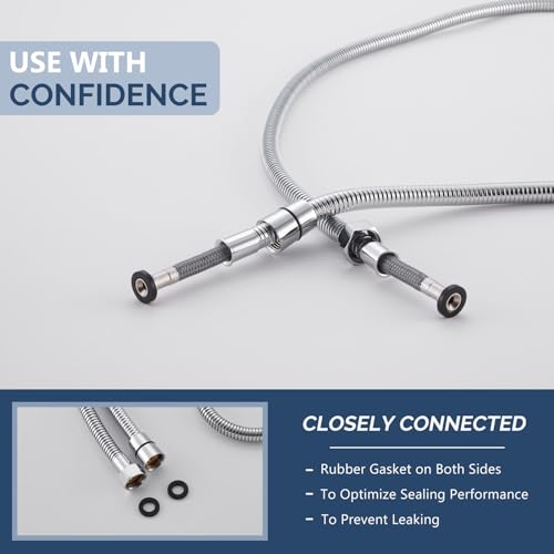 Angle Simple Replacement Shower Hose 79", Stainless Steel Flexible Handheld Shower Extension Hose 1/2" IPS, No Tangles, Chrome - Image 5