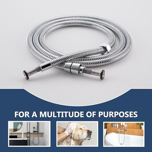 Angle Simple Replacement Shower Hose 79", Stainless Steel Flexible Handheld Shower Extension Hose 1/2" IPS, No Tangles, Chrome - Image 2