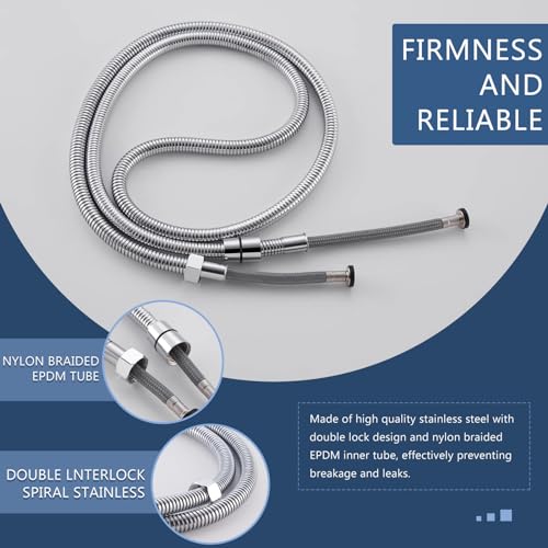 Angle Simple Replacement Shower Hose 79", Stainless Steel Flexible Handheld Shower Extension Hose 1/2" IPS, No Tangles, Chrome - Image 4