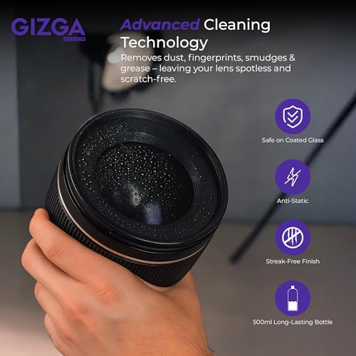 Gizga Essentials Gizga Pro Series 7-in-1 Cleaning KIT - 500ml Cleaning Spray, DSLR Lens Pen, 50-Lens Tissues, Soft Brush, 10 Wet Wipes, Microfiber Cloths| Ideal for Camera Lens and All Gadgets - Image 5