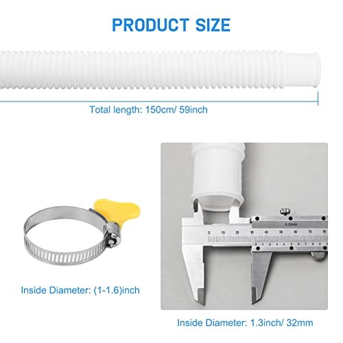 GUEQUITLEX Replacement Hose for Pool Pump 1.25" Diameter Swimming Pool Hose for Above Ground Pools, 59" Long 4 Pack Filter Pump Hose for Pump Models(330 GPH, 530 GPH, 1,000 GPH) - Image 2