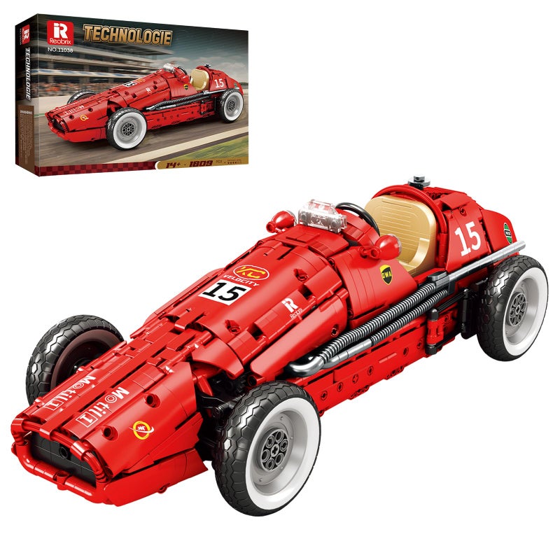 Reobrix F1 Car Building Set for Adults, Retro Formula Racing Model Kit, Classic 1:8 Scale Collectible Race Car Display for Home&Office Decor, Creative Gifts for Adults,1809 PCS - Image 1