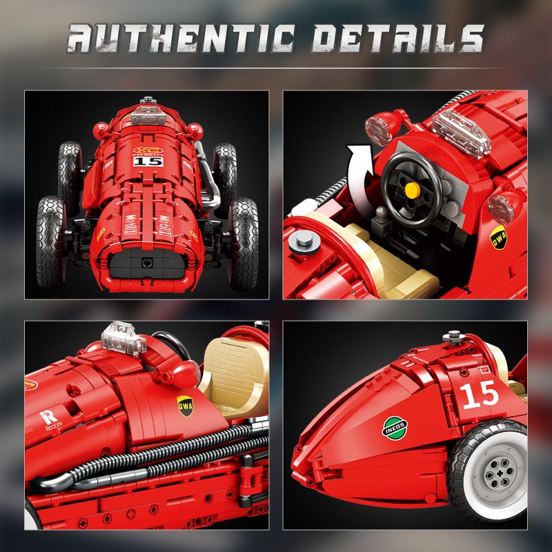 Reobrix F1 Car Building Set for Adults, Retro Formula Racing Model Kit, Classic 1:8 Scale Collectible Race Car Display for Home&Office Decor, Creative Gifts for Adults,1809 PCS - Image 4