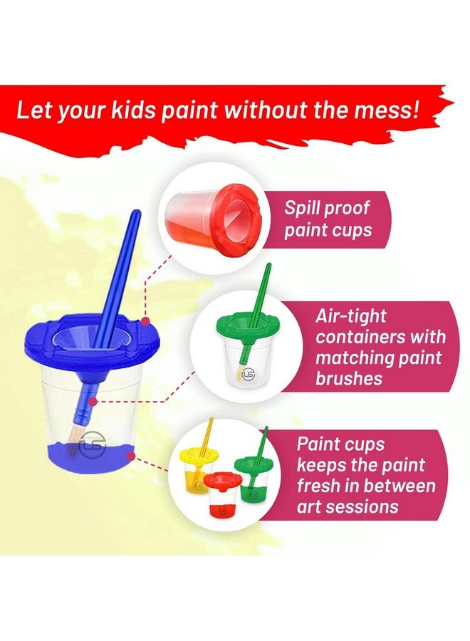 ذا ميجا ديلز مجموعة ألوان للأطفال - 6 ألوان قابلة للغسل - زجاجات ألوان قابلة للغسل سعة 16 أونصة، 10 أكواب ألوان مانعة للانسكاب وفرش ألوان للأطفال الصغار، لوازم ألوان للفصول الدراسية للأطفال، مجموعة ألوان للأصابع للأطفال الصغار - Image 3