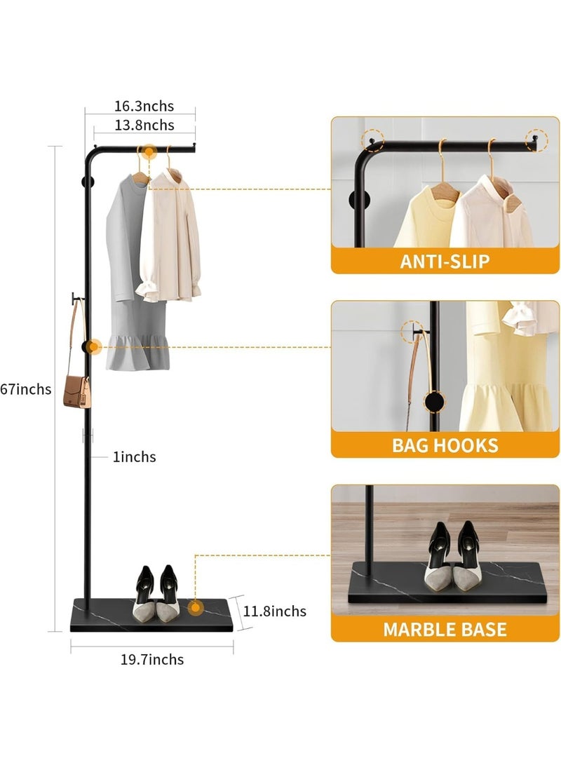 علاقة معاطف معدنية قائمة بذاتها مع عارضة و3 خطافات، علاقة معاطف عصرية بقاعدة رخامية، حامل معاطف للمدخل، غرفة النوم، غرفة المعيشة، المكتب - Image 4