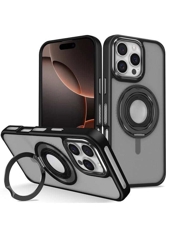 إيروريكس جراب لهاتف iPhone 16 Pro Max Skin Feel Matte Silicone Round 360 درجة مع حامل حلقي للهاتف - Image 1