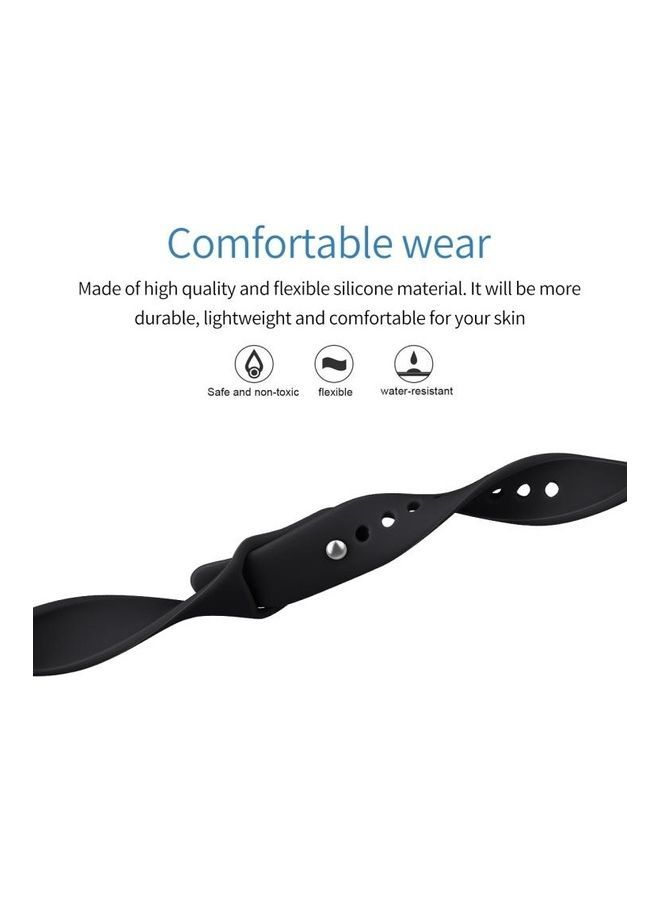 NIBEMINENT Solid Color Silicone Strap A Type Size: Large Size For Fitbit Inspire HR Black - Image 3