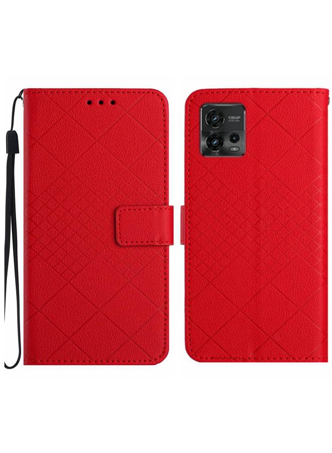 اس-توب جراب لهاتف موتورولا موتو جي 72 4G مصنوع من الجلد بتصميم شبكي معيني - Image 1