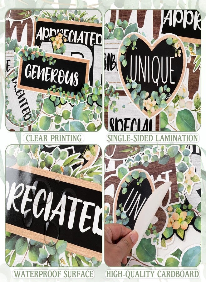VABAMNA Bulletin Board Decorations, Eucalyptus Classroom Decor, 30Pcs Eucalyptus Positive Inspirational Affirmation Decor Greenery Classroom Decor for Teacher School Supplies Classroom Door Wall - Image 3