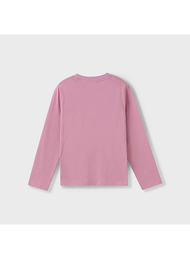 Annil Cotton Quick-dry T-shirt Girls' Round Neck Long Sleeve Tee Autumn New Casual Base Shirt