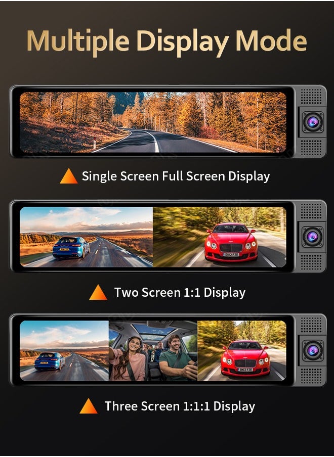 Digisand Dash Cam 3 Channel Rearview Mirror Front Inside Rear 4K+1080P+1080P WiFi GPS Dual Lens Car Dvr Camera Infrared Night Vision Free 64GB SD Card  - Image 5