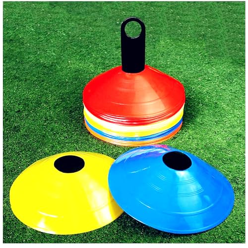 YOQXHY Soccer Cones (50 Pcs), Disc Cone Agility Training Sports Cone Plastic with Carry Bag & Holder for Football Basketball Drills Field Markers, (5 Colors) - Image 4