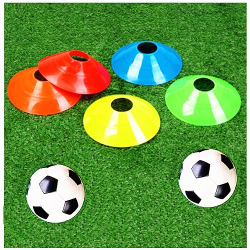 YOQXHY Soccer Cones (50 Pcs), Disc Cone Agility Training Sports Cone Plastic with Carry Bag & Holder for Football Basketball Drills Field Markers, (5 Colors) - Image 3