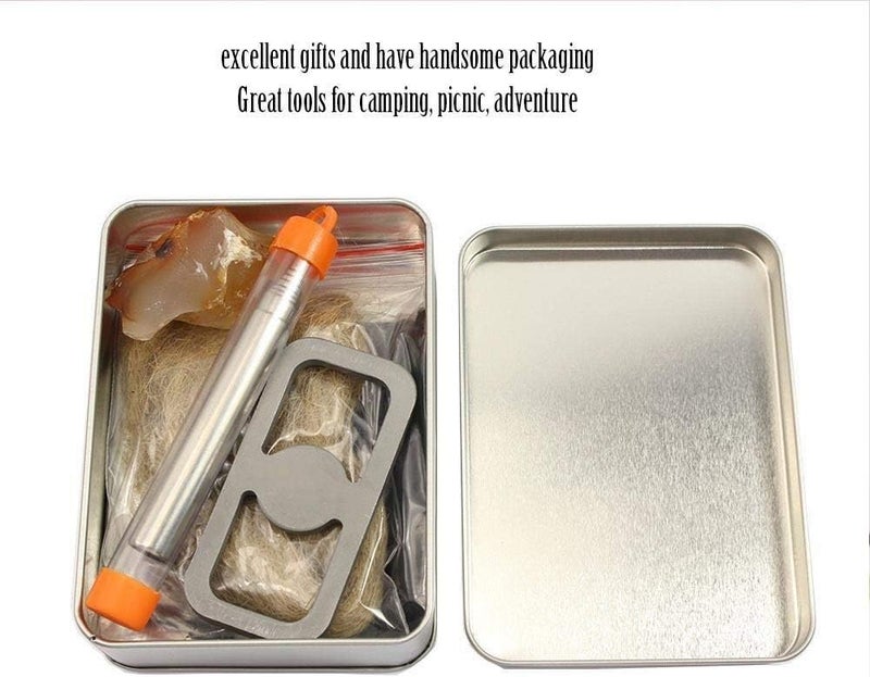 woobles English Flint and Steel Fire Start Tools Kit with Hinged Tin Box Fire Striker Outdoor Camping - Image 4