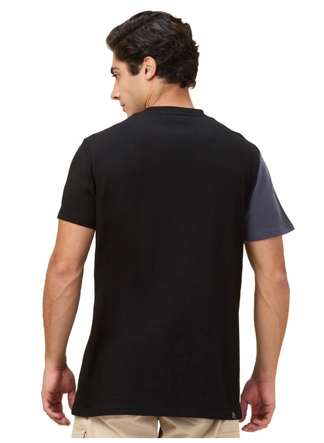 Being Human Mens Black Colorblocked Round Neck Short Sleeve T-Shirt - Image 3