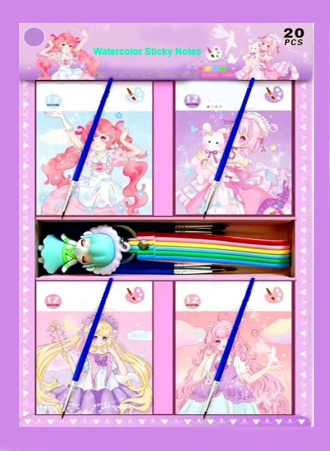 fashionhome 20 Pieces Watercolor Masterpieces Pocket Fun Graffiti Gouache Painting Book for Kids - Image 2