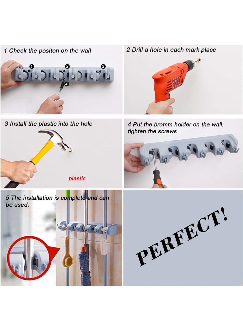 Wall Mounted Broom and Mop Holder Organizer – Heavy Duty Storage Rack with Hooks for Home, Garden, and Garage - Image 3