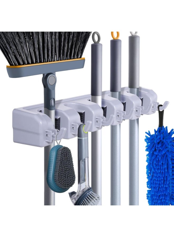 Wall Mounted Broom and Mop Holder Organizer – Heavy Duty Storage Rack with Hooks for Home, Garden, and Garage - Image 1