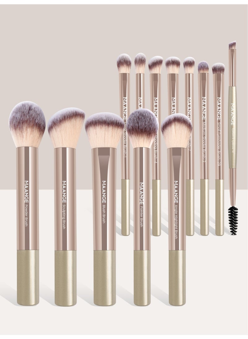 MAANGE 13Pcs Makeup Brush Set, Professional Makeup Brush Sets- Including Blush Brush, Contour Brush, Foundation Brush, Concealer Brush, Eye Shadow Brush(Gold) - Image 1