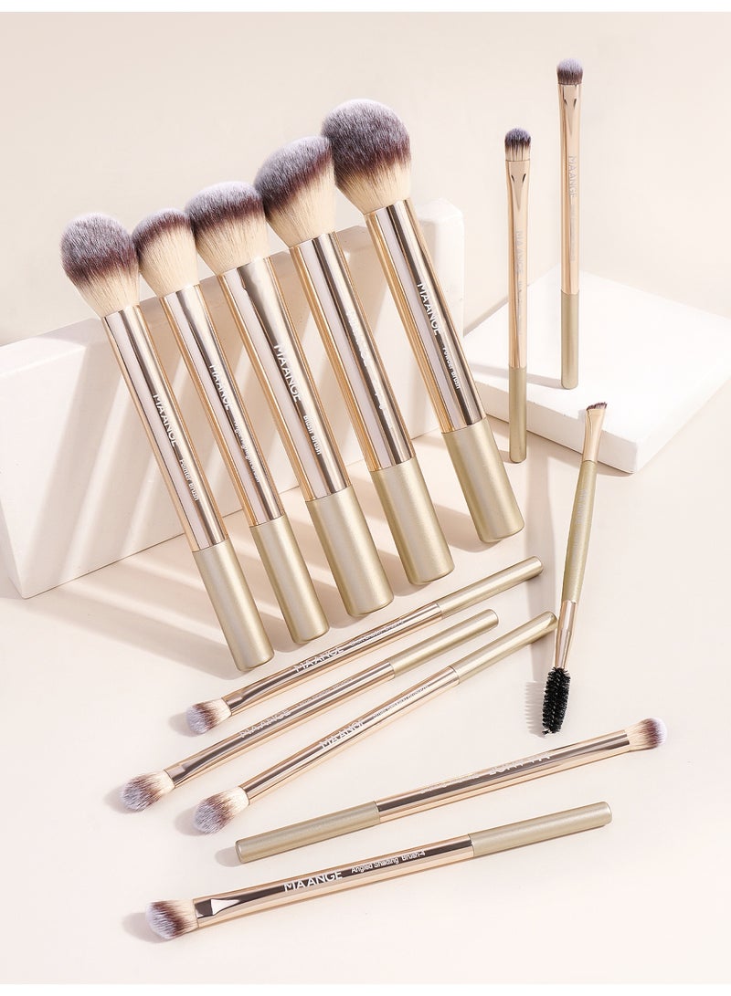 MAANGE 13Pcs Makeup Brush Set, Professional Makeup Brush Sets- Including Blush Brush, Contour Brush, Foundation Brush, Concealer Brush, Eye Shadow Brush(Gold) - Image 2