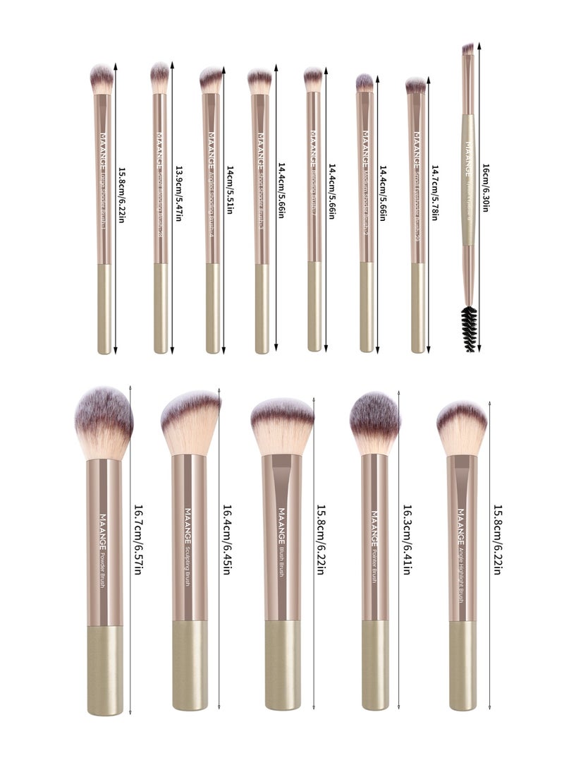 MAANGE 13Pcs Makeup Brush Set, Professional Makeup Brush Sets- Including Blush Brush, Contour Brush, Foundation Brush, Concealer Brush, Eye Shadow Brush(Gold) - Image 4
