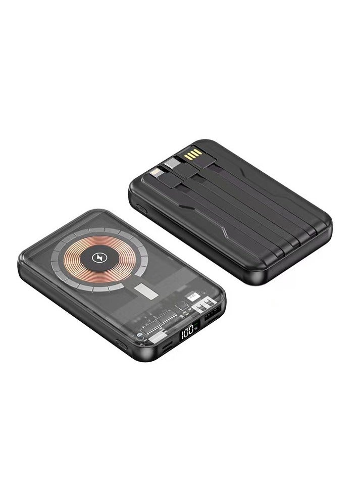 عام مصرف طاقة لاسلكي شفاف بقوة 10000 مللي أمبير في الساعة مع تقنية Qi المغناطيسية لشحن هواتف آيفون 14 و13 و12 وسامسونج وهواوي وشاومي وبطارية خارجية - Image 1