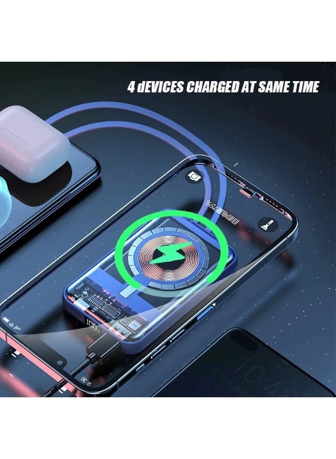 عام مصرف طاقة لاسلكي شفاف بقوة 10000 مللي أمبير في الساعة مع تقنية Qi المغناطيسية لشحن هواتف آيفون 14 و13 و12 وسامسونج وهواوي وشاومي وبطارية خارجية - Image 5