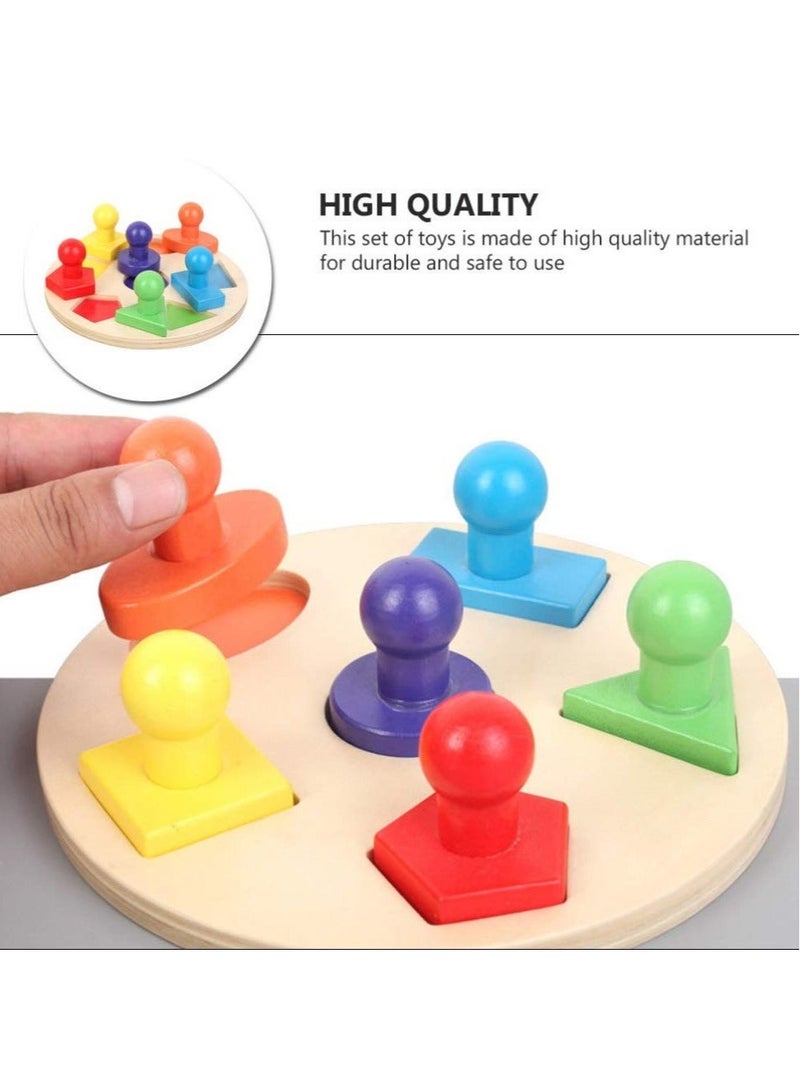 كابتن تيك Wooden Toy, Geometric Shape Sorter, Color Match Puzzles, Early Educational Developmental Toy, Montessori Toys Gift for Toddler Kids Preschoolers - Image 5