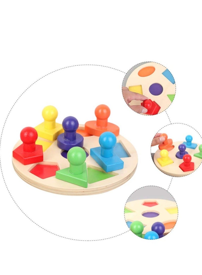 كابتن تيك Wooden Toy, Geometric Shape Sorter, Color Match Puzzles, Early Educational Developmental Toy, Montessori Toys Gift for Toddler Kids Preschoolers - Image 4