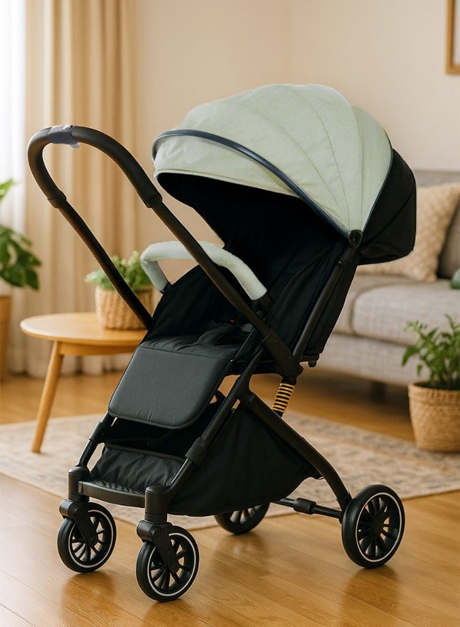 Cady One Lightweight, one-click folding two-way stroller with an oversized canopy suitable for infants from 0 to 36 months, adjustable canopy, comfortable stroller handle for easy towing and air travel, safety belt and a spacious storage basket at the bottom 