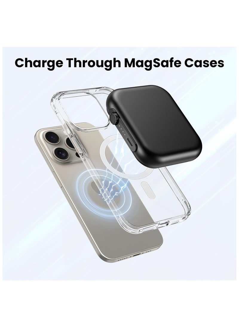 SYOSI - Magnetic Portable Charger, 5000mAh Wireless Magnetic Power Bank, Smallest 3-in-1 Magsafe Power Bank, 22.5W Fast Charging USB-C Magsafe Battery Pack for iPhone 15/14/13 Series and more, Airpods - Image 1