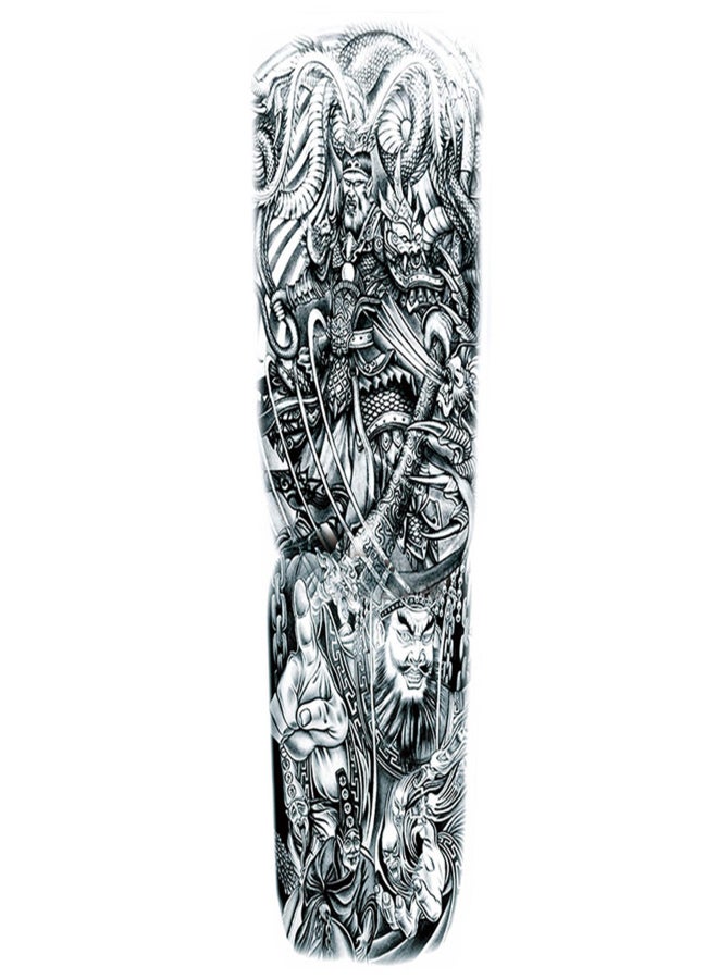 ورقة واحدة من ملصقات الوشم المؤقت للذراع بالكامل، وشم كبير مقاوم للماء، ملصقات وشم كبيرة على شكل زهرة الفاوانيا والورد للرجال والنساء - Image 1