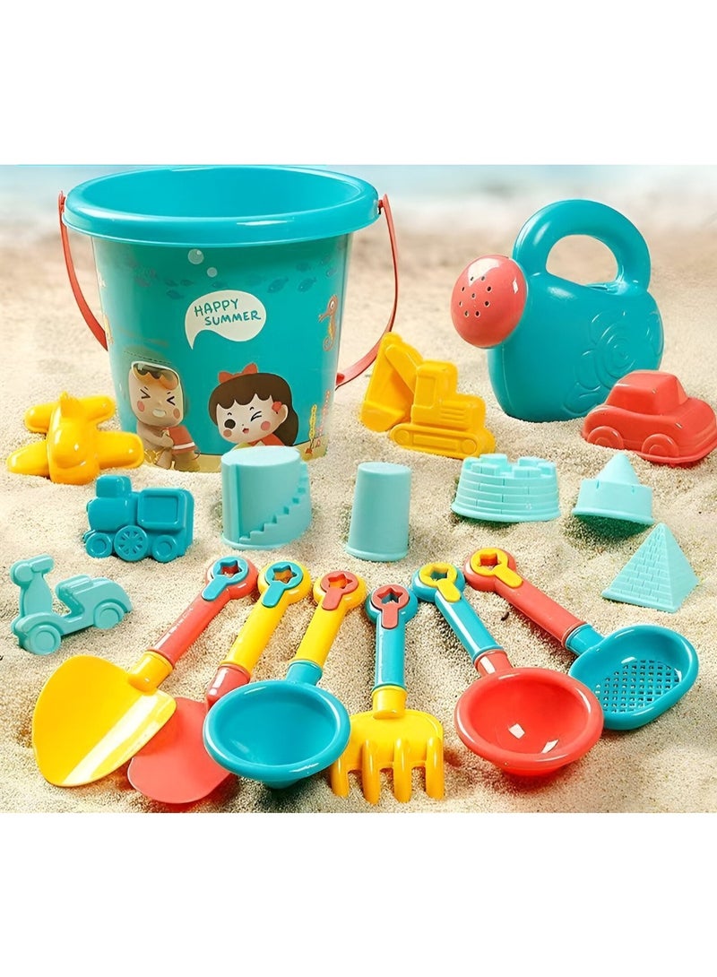 LOOFI Kids Summer Beach Toy Set – Plastic Bucket, Shovels, Watering Bottle & Water Toys – Safe Play Tools for Skill Development - Image 1