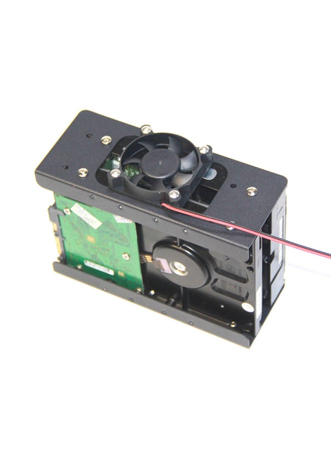 Generic 3.5 Bracket Computer Case Extension Bracket Fan Cooling Machine Metal Bracket Double-layer Rack-Color:Black 2 Layers + Fan  - Image 4