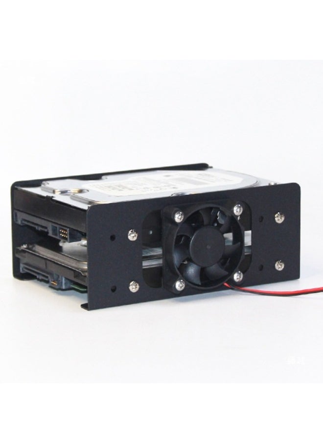 Generic 3.5 Bracket Computer Case Extension Bracket Fan Cooling Machine Metal Bracket Double-layer Rack-Color:Black 2 Layers + Fan  - Image 3