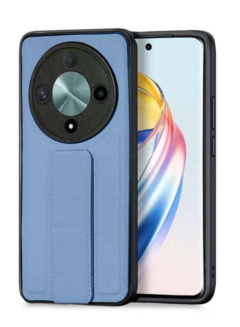 Techie غطاء خلفي أنيق من TPU سيليكون مع مقبض يد مغناطيسي وآلية دعم لجهاز Honor X9b - أزرق باهت - Image 1