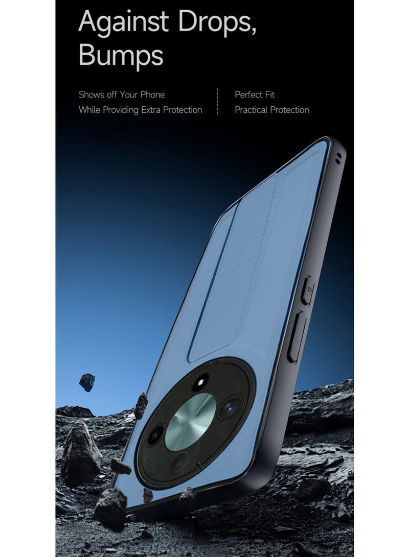 Techie غطاء خلفي أنيق من TPU سيليكون مع مقبض يد مغناطيسي وآلية دعم لجهاز Honor X9b - أزرق باهت - Image 3