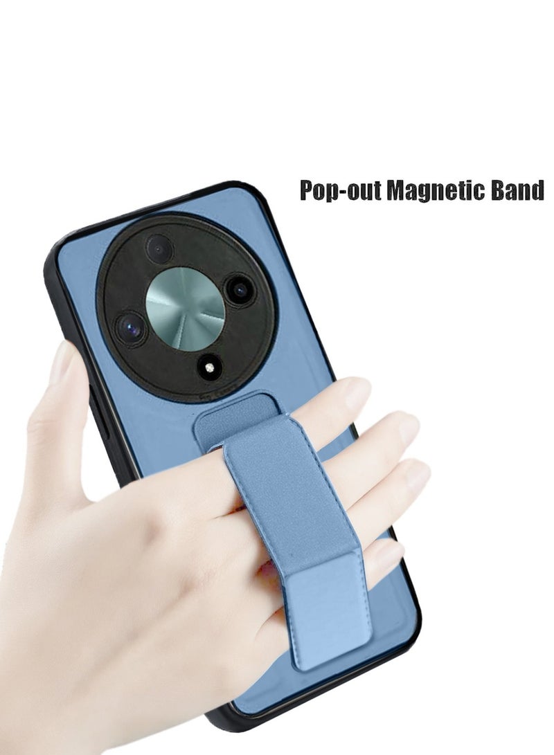 Techie غطاء خلفي أنيق من TPU سيليكون مع مقبض يد مغناطيسي وآلية دعم لجهاز Honor X9b - أزرق باهت - Image 5