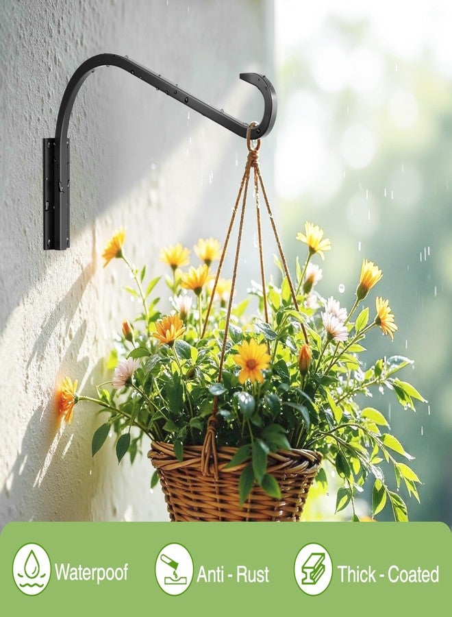 saffruff حاملات نباتات سافروف، عبوة من قطعتين، مقاس 12 بوصة، للتثبيت على الحائط الداخلي/الخارجي - حامل نباتات معلق شديد التحمل وخطافات لمغذيات الطيور، علاقات جدارية معدنية سوداء مزخرفة للنباتات وسلال الزهور - Image 2