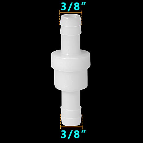 Feelers 3/8" One Way Inline Check Valve Non-Return One-Way Air Water Gas Check Valve Ozone Resistance PVDF, Pack of 4 4PCS - Image 2