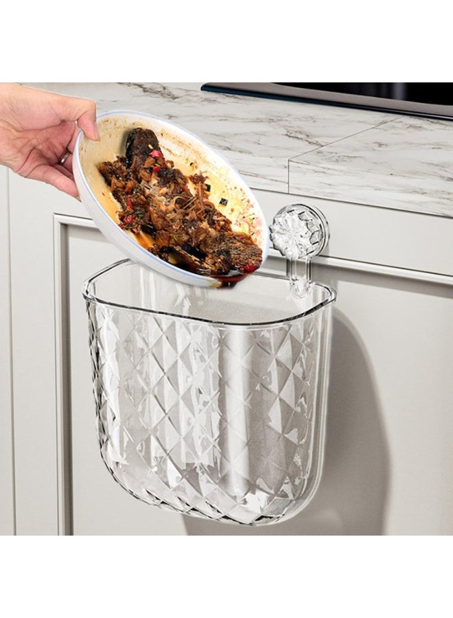 No Drill Under Sink Clear Kitchen Cabinet Trash Can, Wall Mount u0026 Suction Cup Multifunctional Waste Basket, Clear Visible Leakproof Odor Sealing Food Grade BPA-Free Food Waste Bin, Easy to Clean Garbage Can for Kitchen Bathroom Dorm RV (Clear) - Image 4