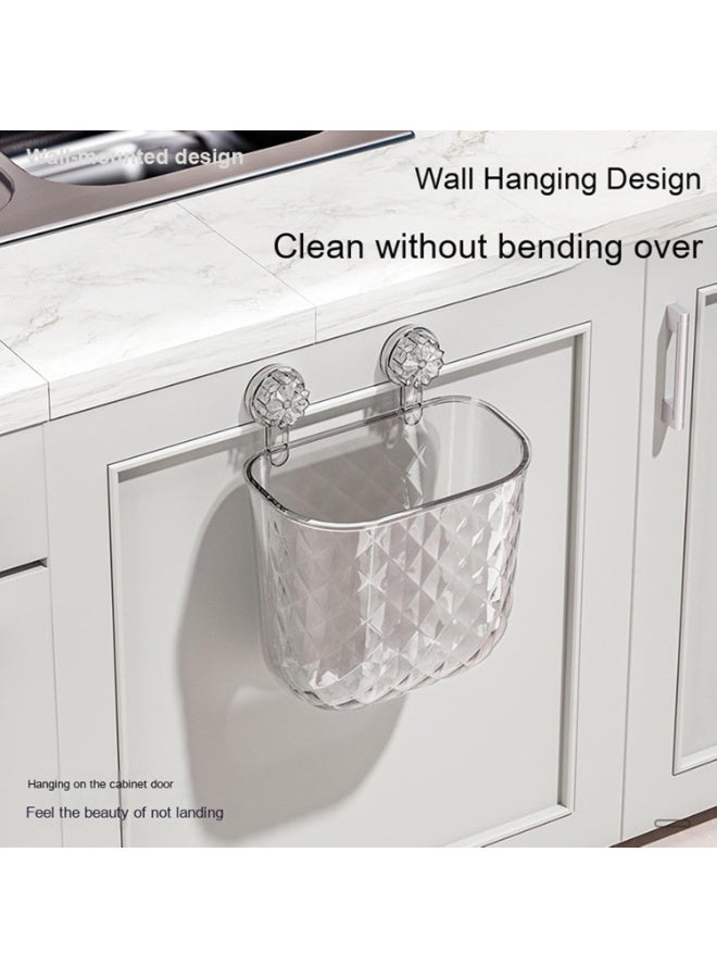 No Drill Under Sink Clear Kitchen Cabinet Trash Can, Wall Mount u0026 Suction Cup Multifunctional Waste Basket, Clear Visible Leakproof Odor Sealing Food Grade BPA-Free Food Waste Bin, Easy to Clean Garbage Can for Kitchen Bathroom Dorm RV (Clear) - Image 5