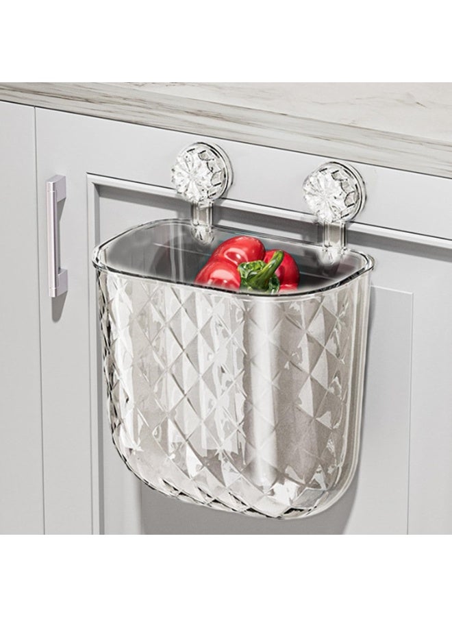No Drill Under Sink Clear Kitchen Cabinet Trash Can, Wall Mount u0026 Suction Cup Multifunctional Waste Basket, Clear Visible Leakproof Odor Sealing Food Grade BPA-Free Food Waste Bin, Easy to Clean Garbage Can for Kitchen Bathroom Dorm RV (Clear) - Image 3