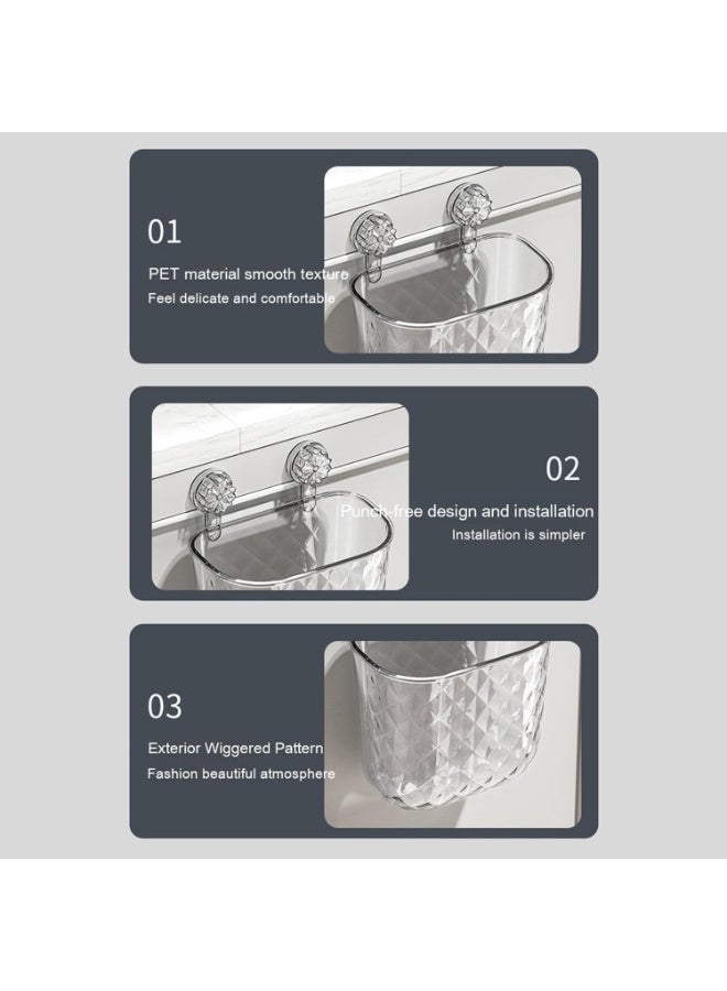 No Drill Under Sink Clear Kitchen Cabinet Trash Can, Wall Mount u0026 Suction Cup Multifunctional Waste Basket, Clear Visible Leakproof Odor Sealing Food Grade BPA-Free Food Waste Bin, Easy to Clean Garbage Can for Kitchen Bathroom Dorm RV (Clear) - Image 2