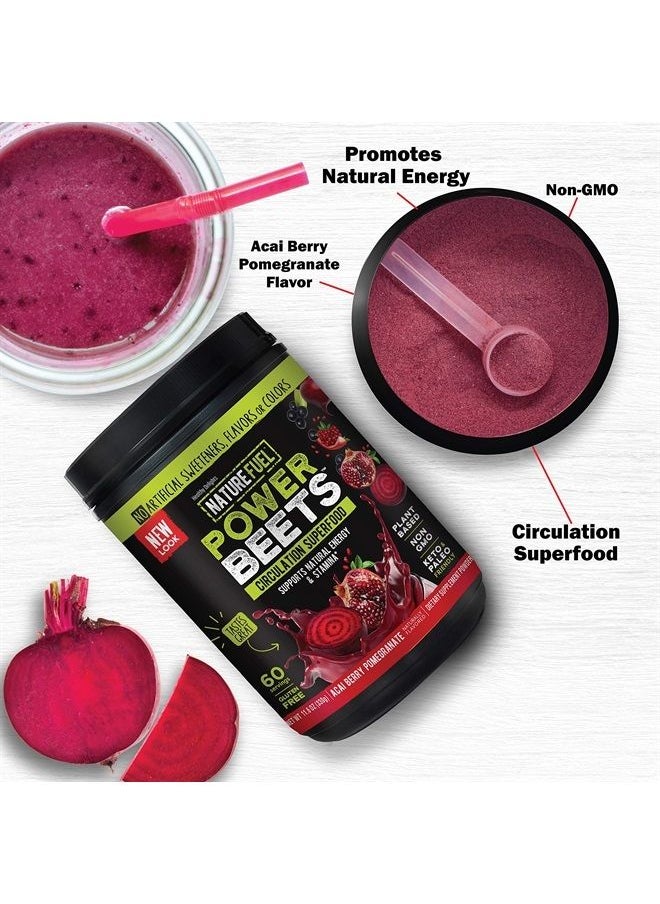 SlimFast - Nature Fuel Power Beets Powder, Delicious Acai Berry Pomegranate, Concentrated Superfood Supplement, Supports Circulation, Natural Energy & Stamina, Non-GMO, 60 Servings - Image 1
