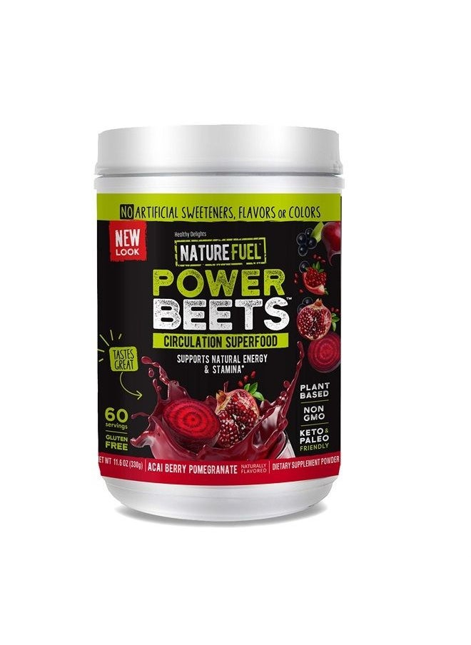 SlimFast - Nature Fuel Power Beets Powder, Delicious Acai Berry Pomegranate, Concentrated Superfood Supplement, Supports Circulation, Natural Energy & Stamina, Non-GMO, 60 Servings - Image 1
