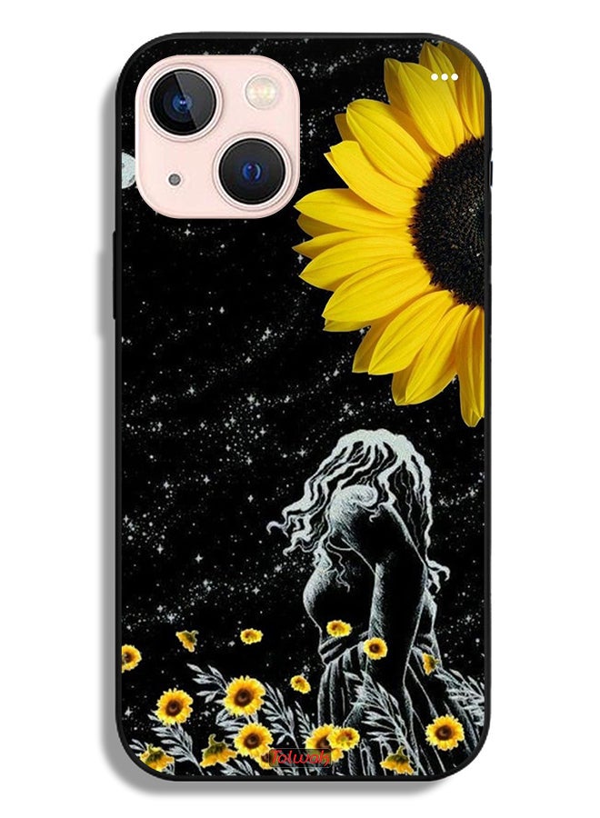 Tolwak Apple iPhone 13 mini Protective Case Girl Look At Moon Art - Image 2