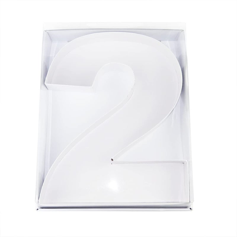 WENPACK 12"" Cardboard Number Shaped Mache Decorative Strawberries Fillable Sweets Candy Box with Clear Lid (White  2) - Image 3